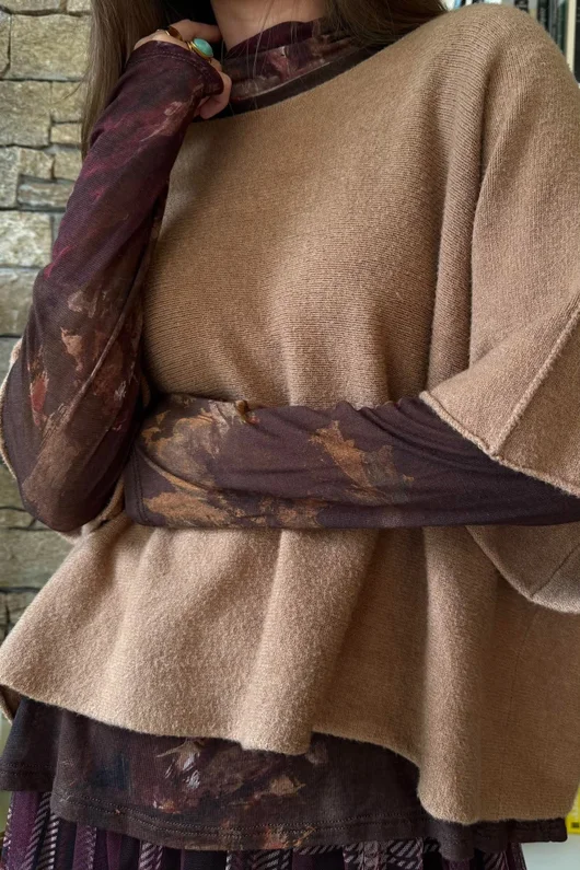 Tiby Cashmere Touch Layering Top Baroque Country Bloom Chocolate